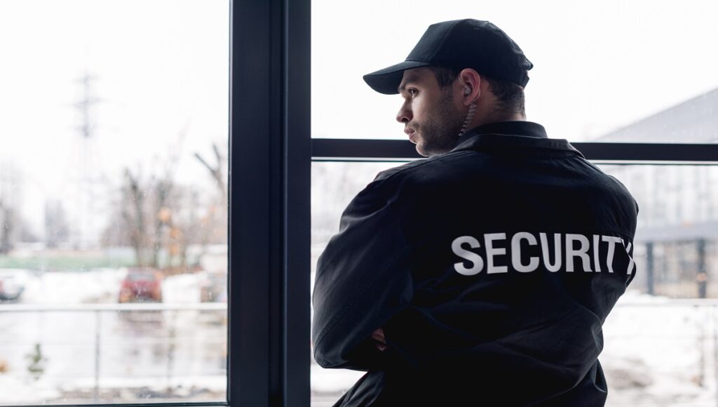 Explain how trained guards balance customer service with theft prevention and emergency response.